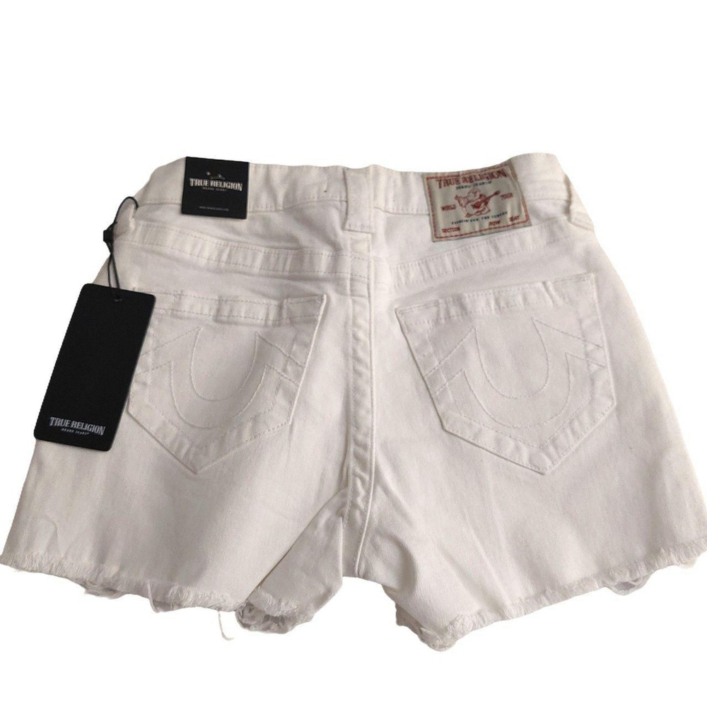 True Religion Brand Jeans Maisie High Rise Shorts White Sz 33 NWT - Picture 4 of 8